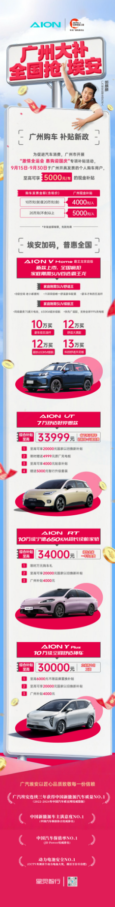 广州新推购车补贴，埃安加码普惠全国
