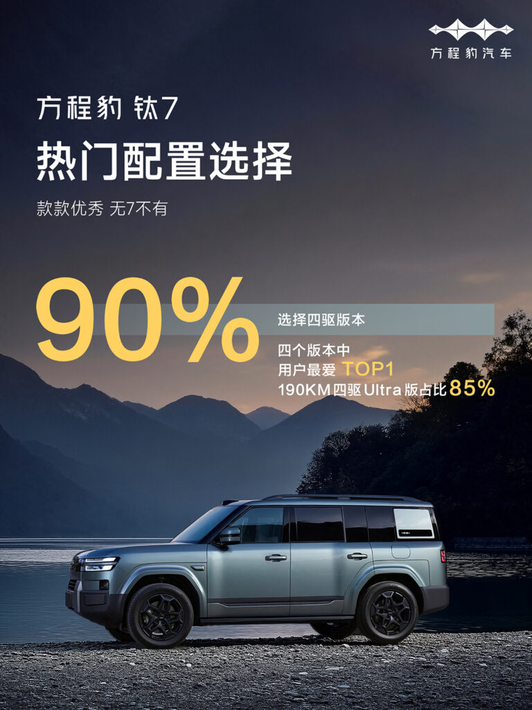 85%都选择了顶配，方程豹钛7究竟有什么魔力？