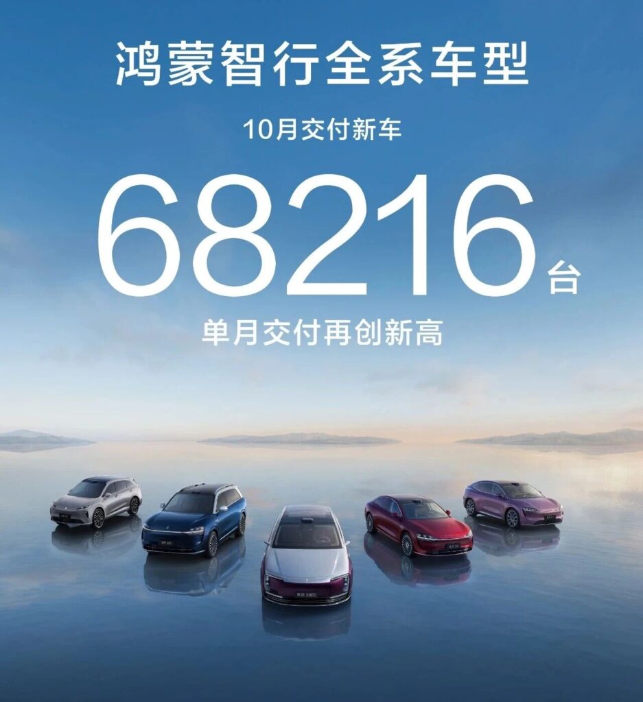 百万辆累计交付+超6.8万月销，鸿蒙智行10月拿下双成就