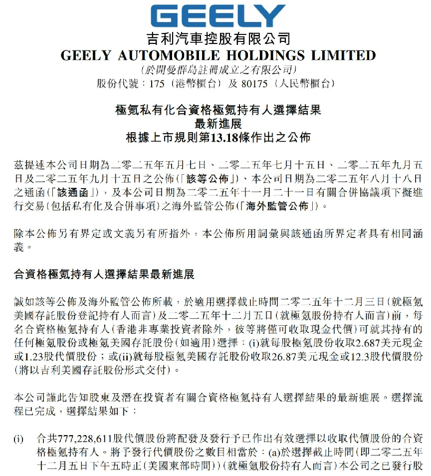 极氪回归收官，吉利股价将迎来重塑